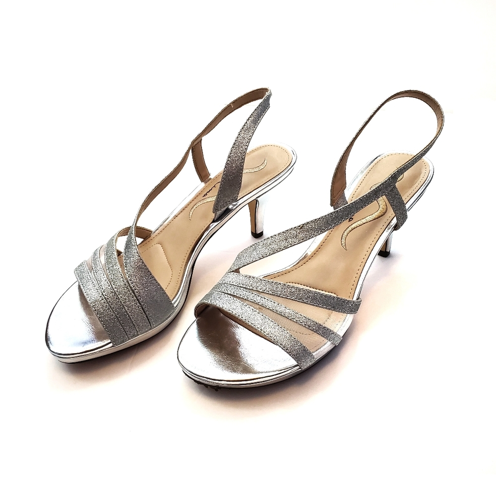 Nina Nelda Silver Glitter Heels